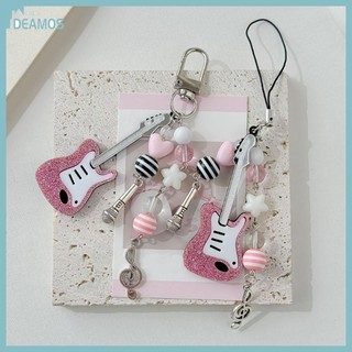 De Violin Điện thoại Charm Eye Catching Đính cườm Guitar Móc khóa Thích hợp cho túi xách
