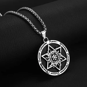 Phiên Bản Hàn Quốc và Nhật Bản Đĩa Đen Hexagram Hip-Hop Vòng Cổ Nam Phong Cách Dài Độc Đáo Mặt Dây Chuyền Thép Titan