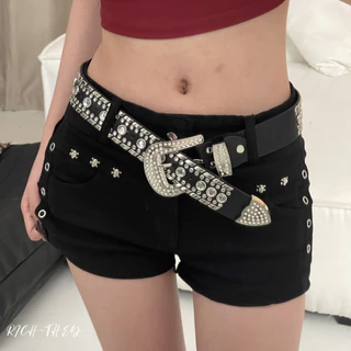 RICH-THEY Quần Short Cạp Trễ Nữ Quần Short Denim Thời Trang Mới Cho Mùa Hè