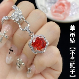 Châu Âu Mỹ ins Phong Cách Mới Hoa Hồng Cắt Hình Bát Giác Trung Quốc Đỏ Zircon Full Kim Cương Phù Hợp Với Nữ