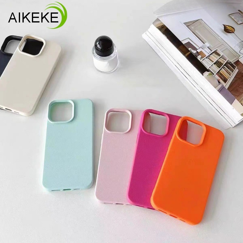 Ốp Điện Thoại Da Màu Trơn Ins Phong Cách Cho iPhone 16 Pro Max 15 14 Plus 13 12 Mini Pro Max Vỏ Bảo Vệ Chống Sốc Đơn Giản