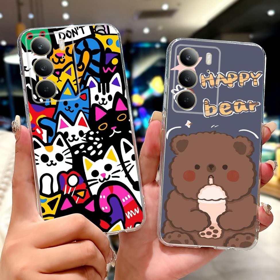Ốp Lưng Cho Realme C75 Mèo Dễ Thương Thời Trang Hoa Hoạt Hình Thoáng Mát Trong Suốt TPU Ốp Lưng Cho Realme C75 Ốp lưng Trong Suốt