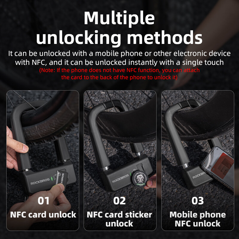 Rockbros Khóa Thông Minh NFC Cho Xe Máy & Đạp, Chống Nước & Chống Trộm