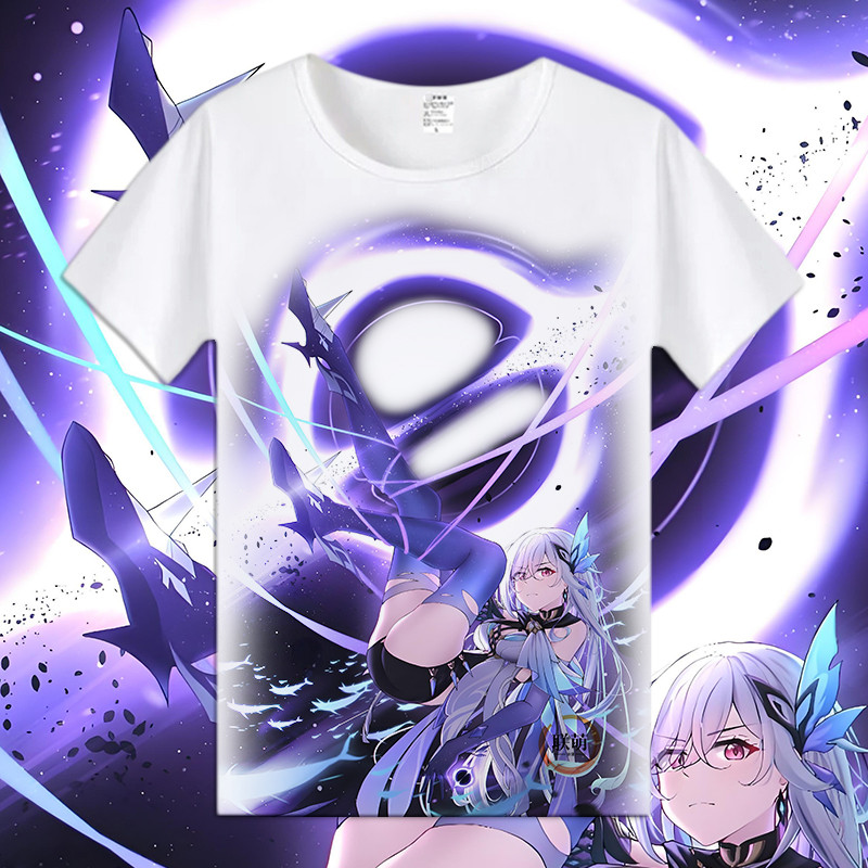 YB1 Genshin Impact Skirk trò chơi mùa hè Áo thun ngắn tay Anime BY1