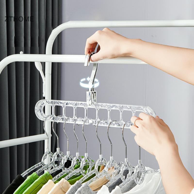 ZTHOME Chín Lỗ Móc Treo Quần Áo Hộ Gia Đình Nhựa Đỏ Đa Năng Quần Áo Sấy Hiện Vật Xoay Ngang Và Dọc Đậm Dày Móc HOT