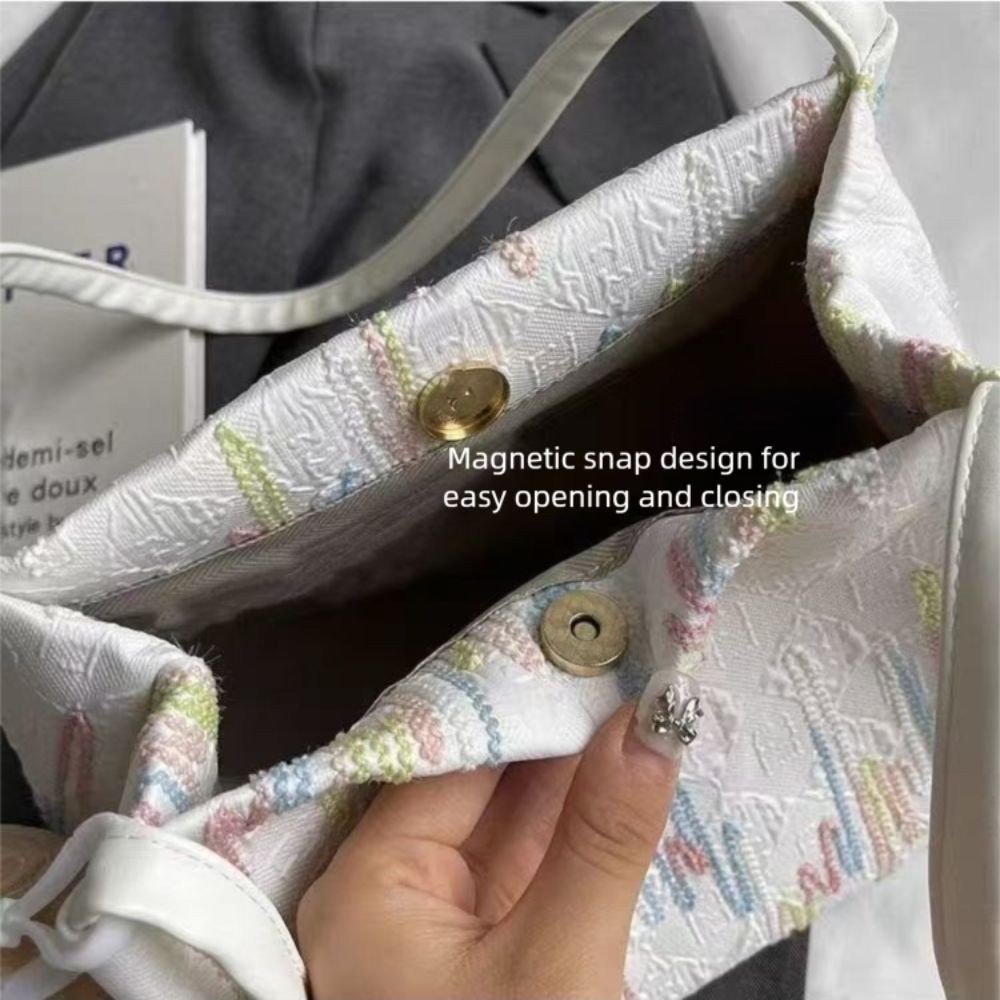 HOBBYIN Túi đeo vai HOBBYIN, Túi đeo chéo bằng vải Canvas dễ thương, Túi Tote Kawaii sành điệu sọc