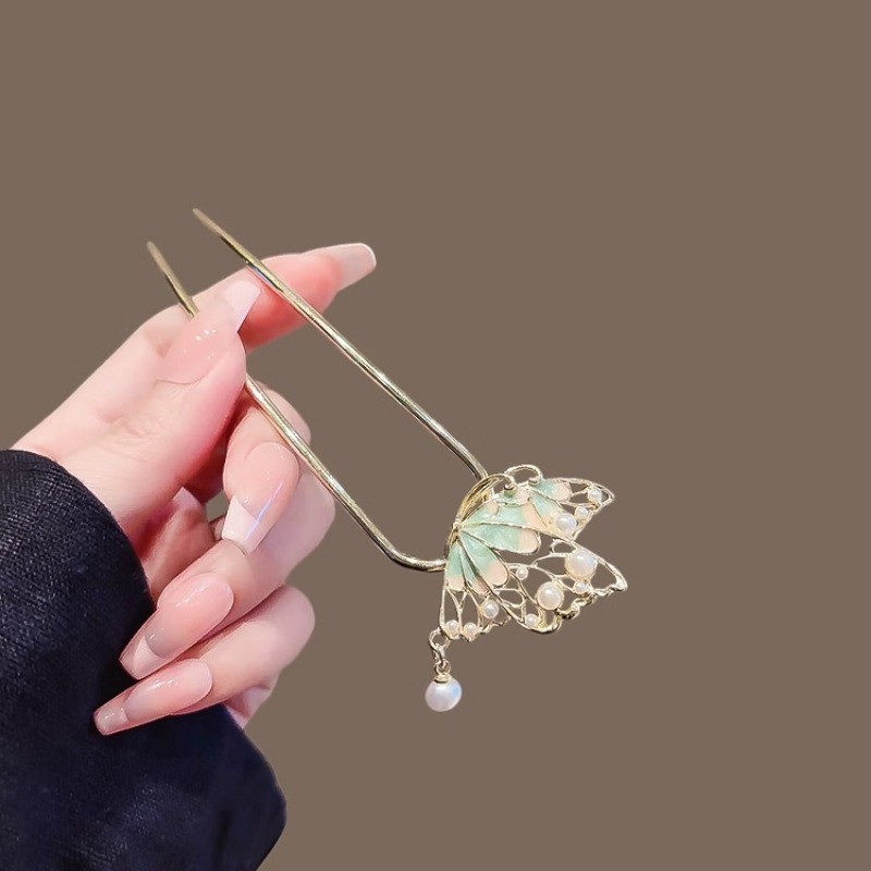 MAUROPOLI [Sẵn Sàng] Kẹp Tóc Bướm Tính Khí Ngọt Ngào Cổ Nữ Phong Cách Mới Kẹp Tóc Đôi Cao Cấp Tinh Tế Thanh Lịch Kẹp Tóc Hình Chữ U