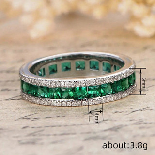 Nhẫn Zircon Xanh Âu Mỹ ins Phong Cách Mới Nữ