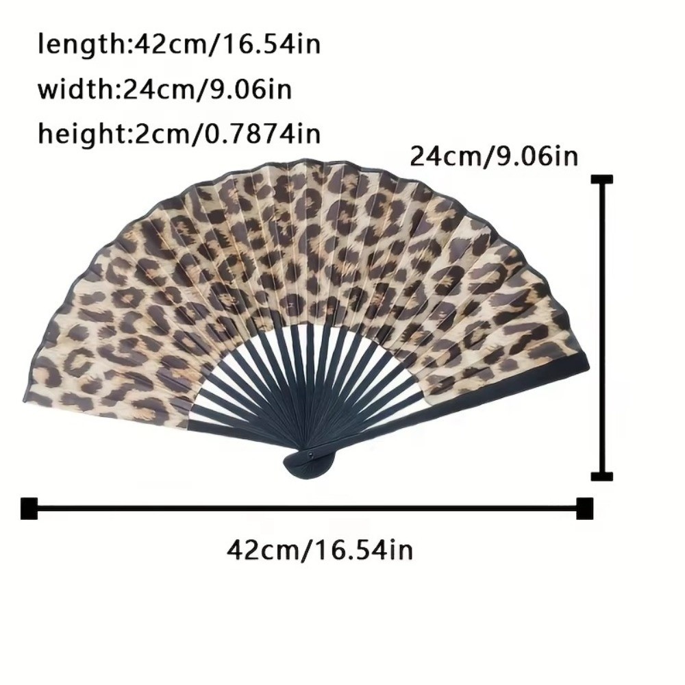 Quạt Gấp HAPPYNOOK, Quạt Gấp Tay Thanh Lịch In Da Báo, Bền Nhẹ Di Động Lớn Cổ Điển Quạt Khiêu Vũ Nữ Quà Tặng Dự Tiệc