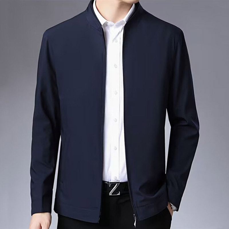 ThaliaWisp Áo khoác nam áo khoác thông thường hàng đầu dáng rộng cổ đứng công sở bố mặc