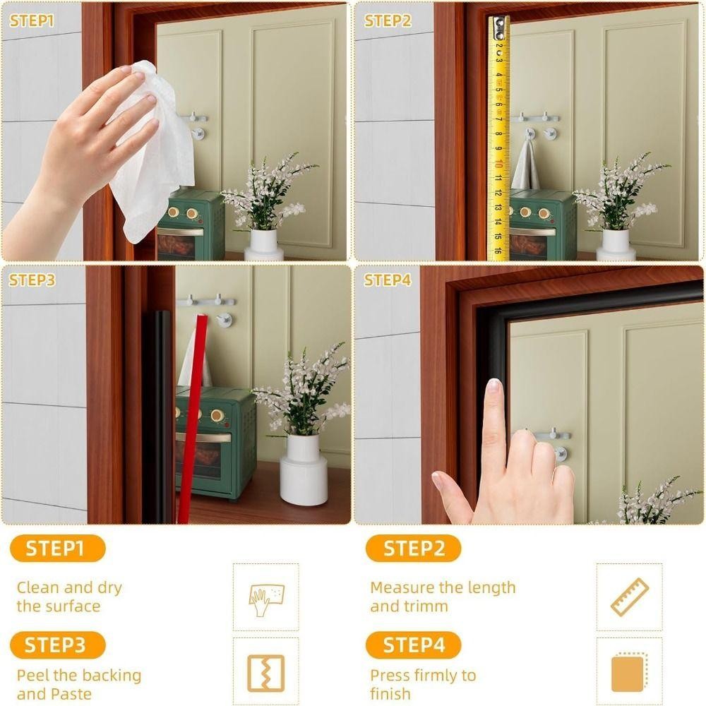 MONOSTYLE 6m Dải thời tiết, Dải kín cửa hình chữ D cách âm, Khung cửa cao su chống gió tự dính chất lượng cao Cách nhiệt gia đình