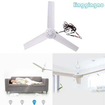 Quạt trần di động RR 12V 19 7 27 5 Quạt trần treo Mini 3 lá Treo lều cắm trại Quạt ngoài trời