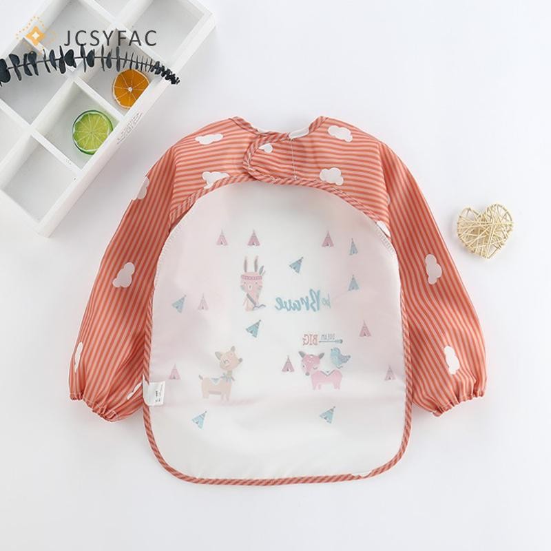 Jcsyfac Mới Cho Bé Trẻ Em Tập Đi Dài Tay Nghệ Thuật Chống Thấm Nước Smock Ăn Yếm Tạp Dề Túi Mới