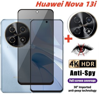 Kính cường lực riêng tư 2in1 cho Huawei Nova 14i 13i 13 Pro Nova13Pro Nova14Pro 2025 9H Full Cover Chống gián điệp Kính riêng bảo vệ màn hình cho phim ống kính máy ảnh phía sau Nova12Pro