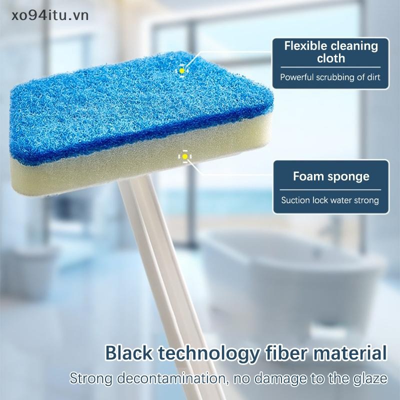 Bàn chải tường phòng tắm đa chức năng XOITU, miếng bọt biển có thể tháo rời, tay cầm dài, gạch, sàn, bàn chải bồn tắm, dụng cụ vệ sinh gia đình VN