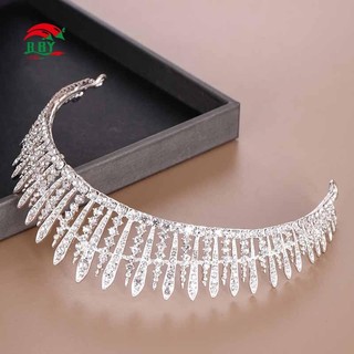 Tuyệt Đẹp Bạc Pha Lê Cô Dâu Tiara Vương Miện Cô Dâu Băng Đô Nữ Prom Tóc Đồ Trang Trí Cưới Tóc Trang Sức Phụ Kiện