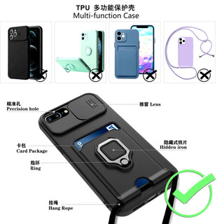 Dành Cho iphone 6 7 8 Plus SE 2020 SE 2022 Ốp Lưng 4 Trong 1 Trượt Camera Bao Đựng Thẻ Đứng Vuông Freebie Dây Chống Sốc Chống Rơi Mỏng Mềm TPU Cover