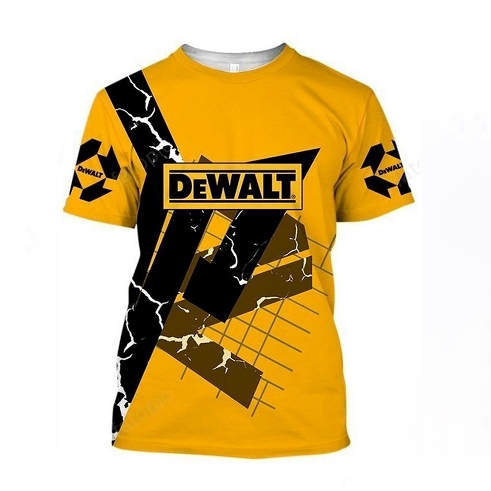 Áo thun nam Dewalt 3D cổ tròn tay ngắn phong cách Harajuku, chất lượng cao