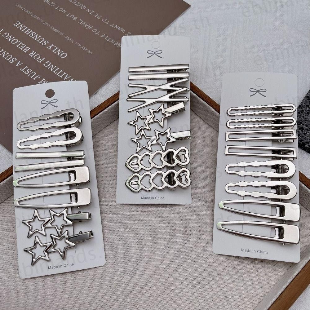 EBINLANDS 8 Cái / bộ Bộ Kẹp Tóc Y2K, Phụ Kiện Tóc Bạc Vintage Kẹp Tóc Bé Gái, Kẹp Mỏ Vịt Tinh Tế Kim Loại Nổ Barrettes Nữ Cô Gái