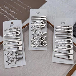 EBINLANDS 8 Cái / bộ Bộ Kẹp Tóc Y2K, Phụ Kiện Tóc Bạc Vintage Kẹp Tóc Bé Gái, Kẹp Mỏ Vịt Tinh Tế Kim Loại Nổ Barrettes Nữ Cô Gái