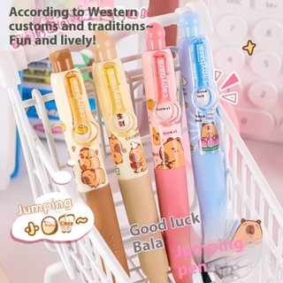 Kawaii Gel Bút Bộ Capibala Hộp Bút 0.5mm Nhanh Khô Học Sinh Bút Đánh Răng Bấm Để Thay Đổi Hình Ảnh Nhảy Vui Văn Phòng Phẩm Thích Hợp Cho Trẻ Em