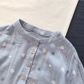 Hàng sẵn có - Áo sơ mi mùa xuân cho bé gái, 100% cotton, cổ đứng và họa tiết hoa