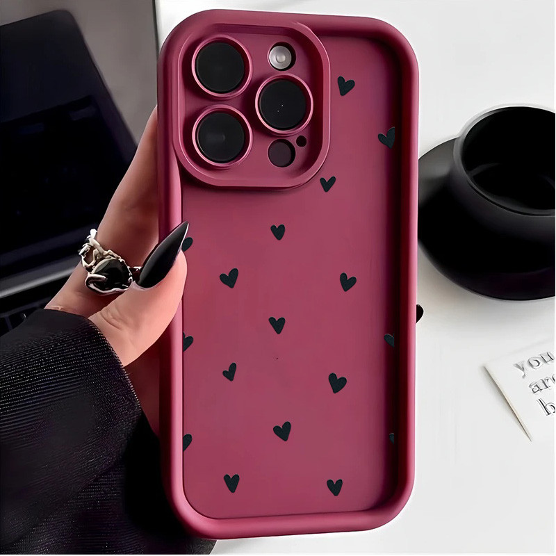 Ốp Lưng Trái Tim Tình Yêu Nhỏ Màu Đen Dễ Thương Cho OPPO Reno 14 13 12 Pro 11F 12F 13F 10 5G 7 8 11 10 Pro Plus 8T A7Z 8Z A3 A5 Pro A3X A5X 5G Vỏ Điện Thoại Silicon Mềm Mờ