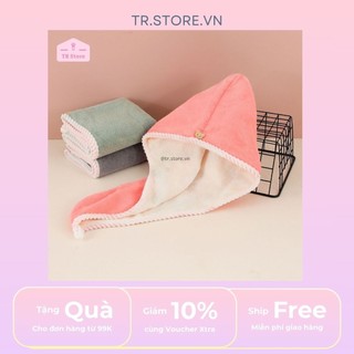 Khăn quấn đầu khô tóc siêu thấm hút 2 lớp microfiber lông cừu mỏng