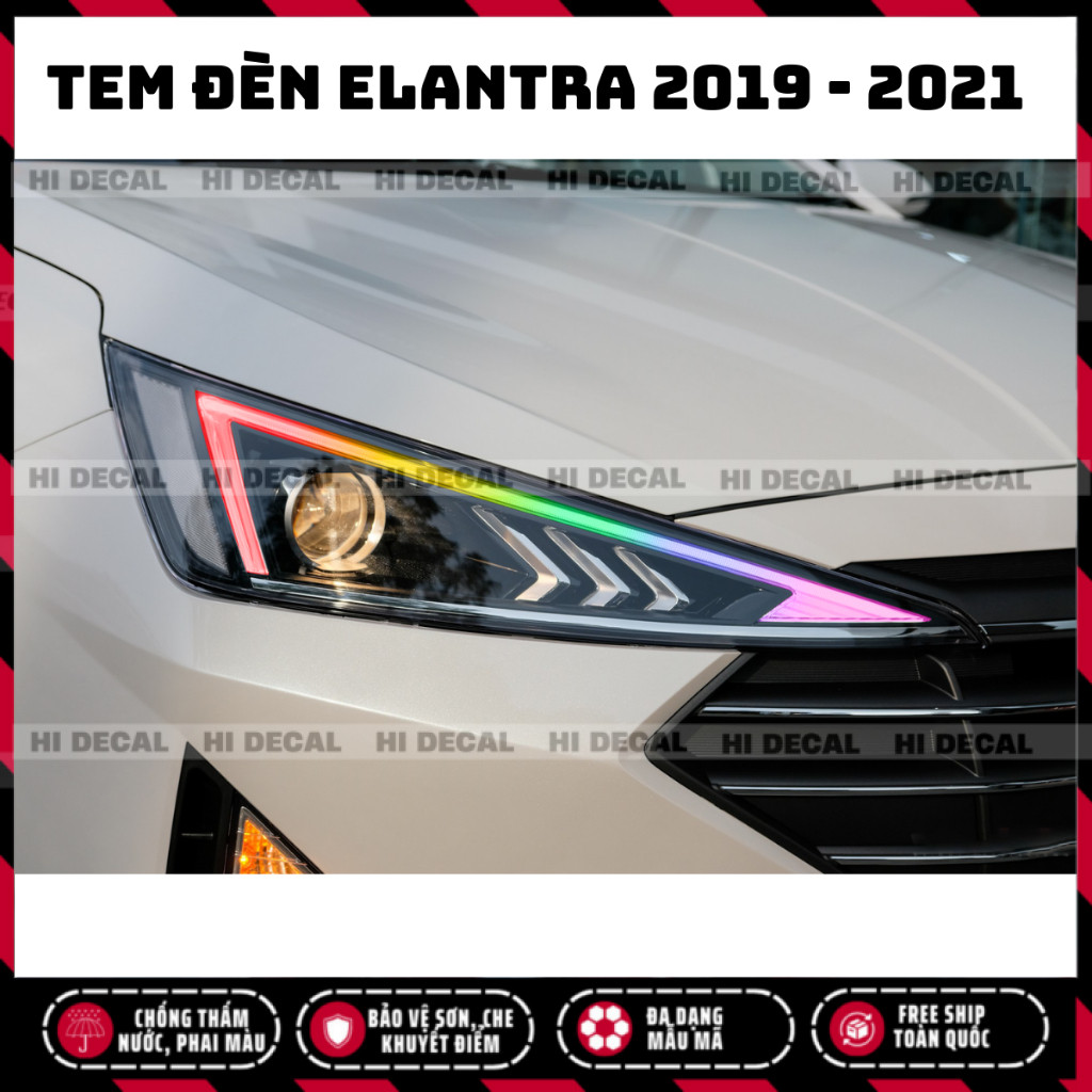 Tem dán đèn Elantra 2019 - 2021, Tem trang trí xe chống nước, bền màu, chịu nhiệt tốt