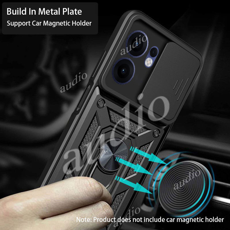 Ốp lưng chống sốc ống kính máy ảnh trượt OPPO reno13 f 5G cho OPPO Reno 13F 13 f reno13f 5G 2025 Armor Case Xe hơi Giá đỡ vòng từ tính Giá đỡ đẩy cho OPPO reno13 f reno13f 5G Vỏ bảo vệ