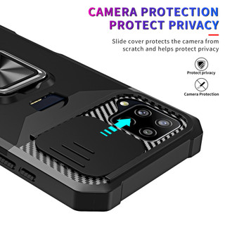 Dành Cho Samsung A42 5G / A12 Ốp Lưng Có Trượt Camera Bao Đựng Thẻ Nhẫn Chân Đế Chịu Lực Bảo Vệ Mỏng Bao