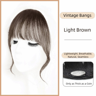 WEETW Tóc Con Người Air Bangs, Tự Nhiên Xoăn Nổ Tóc, Vintage Đen Nâu Áo Nỉ Tóc Vô Hình Mặt Trước Viền Nữ