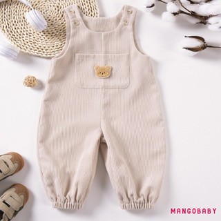 MG-Baby Boy Girl Corduroy Áo liền quần không tay thêu gấu có túi phía trước Quần áo mùa thu dễ thương