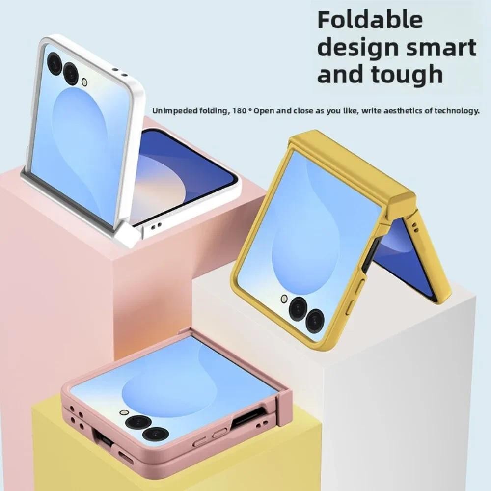 Ốp Lưng Điện Thoại Samsung Z Flip 7 6 5 4 3 Flip7 Flip6 Flip5 Bản Lề Bảo Vệ Màu Trơn Bọc Hoàn Toàn Da Cảm Giác