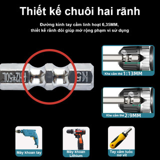 Bộ Vít Chống Trượt K5, Đầu Từ Tính & Tuốc Nơ Vít Cứng, Chống Thấm Nước,  Chân Lục Giác 6.35mm