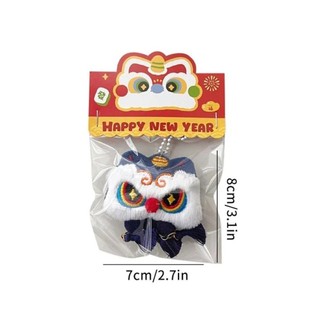 Asdfger Lion Dance Búp Bê Nhồi Bông Móc Khóa, Hoạt Hình Sang Trọng Rắn Năm Móc Khóa, Hoạt Hình PP Túi Cotton Mặt Dây Chuyền Quà Tặng