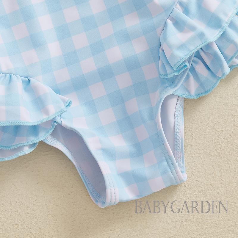 / / -6Month-4years Đồ Bơi Bé Gái Áo Liền Quần Kẻ Sọc Xù Hai Nơ Trang Trí Đồ Đi Biển Không Tay Bộ Đồ Tắm Đi Biển Mùa Hè