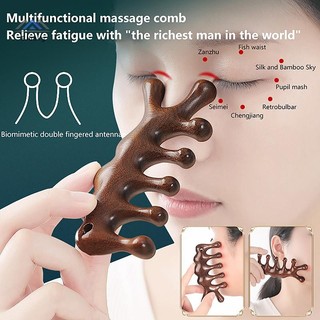 ELBBKG Năm Răng Gỗ Đàn Hương Massage Lược Mặt Mũi Mắt Vai Cổ Cạo Râu Chống Tĩnh Điện Chống Rụng Tóc Kinh Tuyến Massage Mới