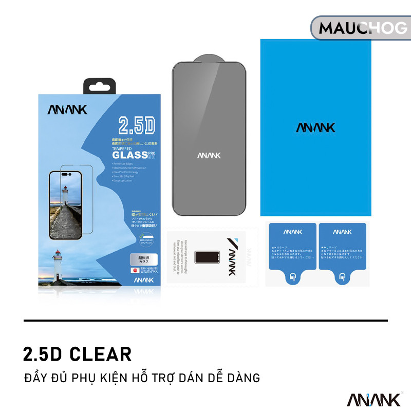 Kính Cường Lực Anank Trong Suốt Cao Cấp Siêu Mỏng Cho Điện Thoại iPhone 17 Pro Max 16 15 14 13
