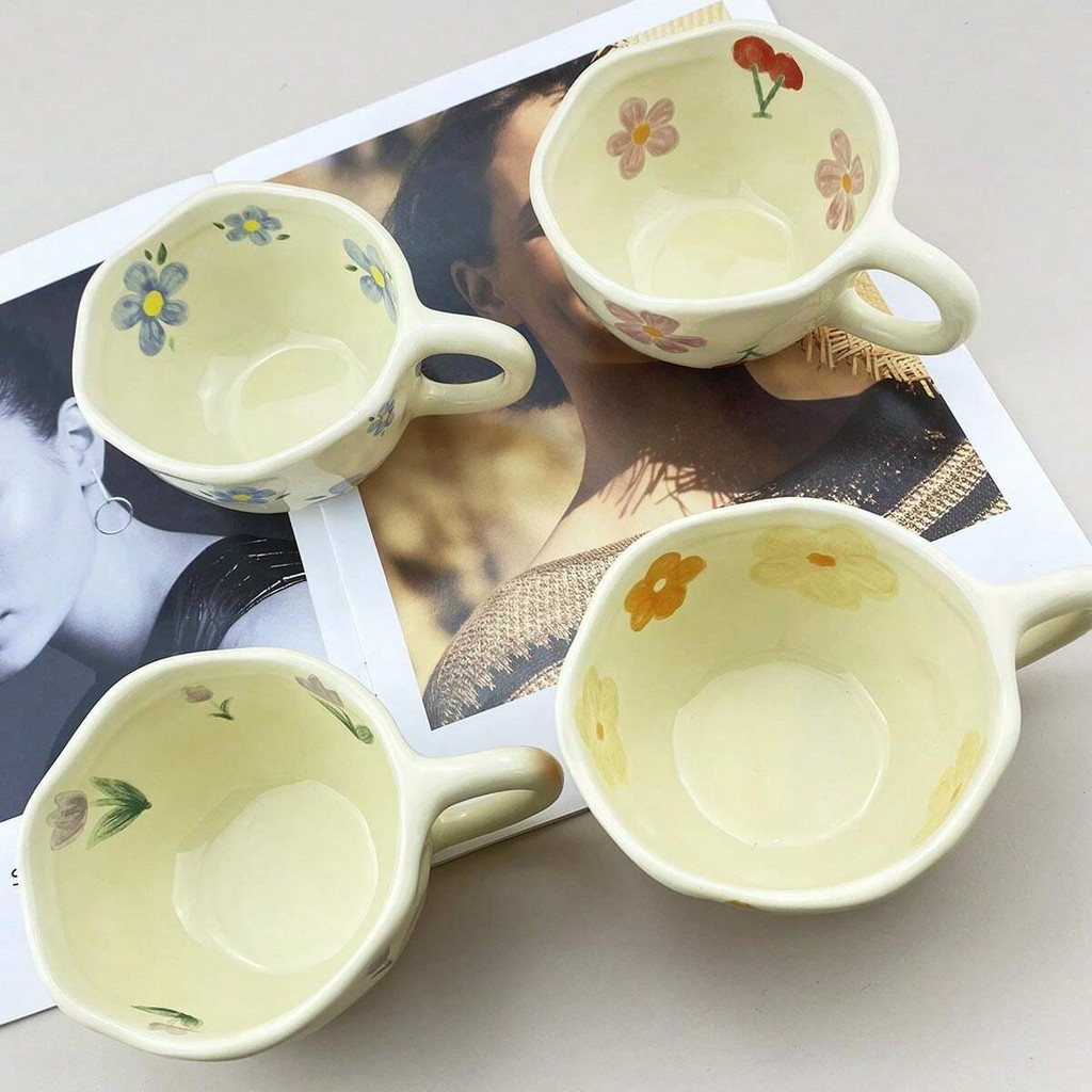 ✨Sữa Màu Vàng Tay Không Đều Gốm Cốc Cà Phê Bột Yến Mạch Ăn Sáng Cốc Sữa