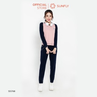 Bộ thể thao nữ SUNFLY cotton compact áo dài quần dài SS5768 đồ bộ nữ đồ mặc nhà chất liệu cao cấp, thiết kế trẻ trung