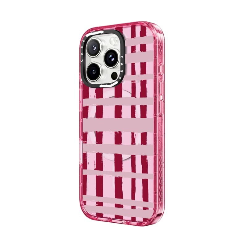 CASECASE X Lưới Đỏ Ốp Lưng Màu Hồng Fizz Trong Suốt Cứng Hút Từ Tính Tác Động Dành Cho Apple IPhone 12 13 14 15 16 Pro Max Plus Có Hộp