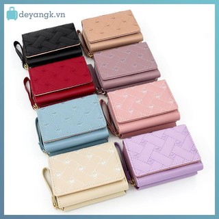 Deyangk Ví Nữ Gấp Túi Đựng Thẻ Nhiều Vật Thể Bỏ Túi Thời Trang Ngắn Thêu Họa Tiết Tình Yêu Hàn Quốc Tối Giản VN