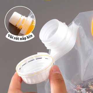Set 5 Túi Đựng Ngũ Cốc Có Vòi Rót Tiện Lợi ECO, Túi Đựng Đồ Khô Trong Suốt Chống Côn Trùng, Ẩm Mốc