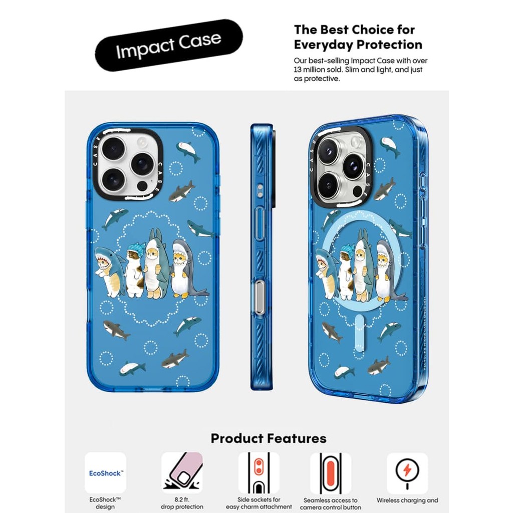 CASECASE X Mèo xếp hàng Ốp lưng bầu trời Màu xanh trong suốt Cứng hút từ tính Tác động cho Apple IPhone 12 13 14 15 16 Pro Max Plus Có hộp