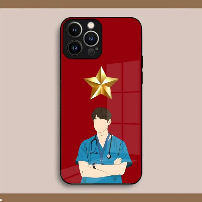 Ốp Lưng Kính Hình Bác Sĩ Cờ Đỏ Cho iPhone 16 17,15 14 13 12 11 8 7 6 6s 6p 7p 8p 6g 7g 8g Pro Max XR XS xsmax Plus
