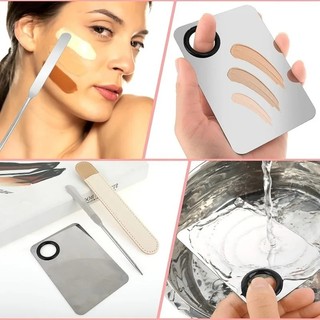 Bảng Trộn Trang Điểm Khay Trộn Thép Không Gỉ Thìa Dụng Cụ Trộn Kem Nền Móng Tay-Art