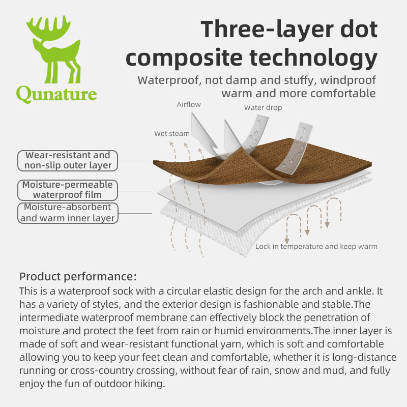 Qunature Tất Chống Thấm Nước Ngoài Trời Hấp Thụ Sốc Thoáng Khí Trượt Tuyết Câu Cá Cắm Trại Leo Núi Đi Bộ Đường Dài Chống Gió Ấm Tất