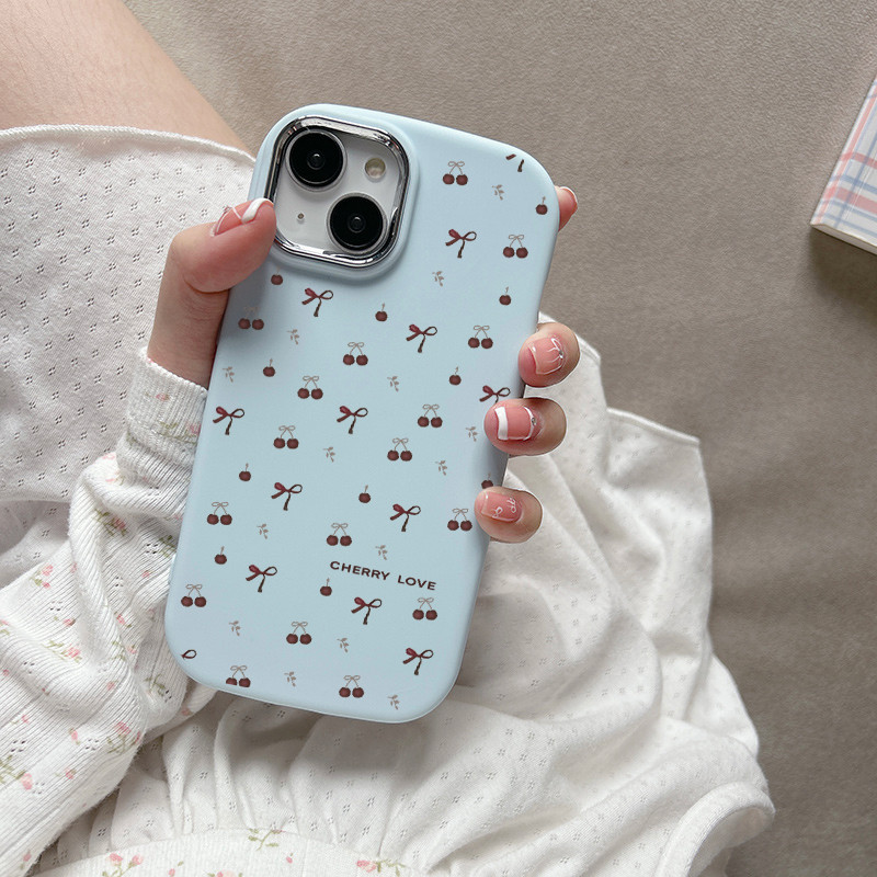 Ốp Điện Thoại Cho Samsung Galaxy A32 A33 A12 A11 A05S A31 A20 A30 A21S A50 A50S A30S A52 A71 A7 2018 Vỏ Trái Cây Anh Đào Nơ Màu Hồng INS Cặp Đôi Dễ Thương Mạ Ống Kính Kim Loại