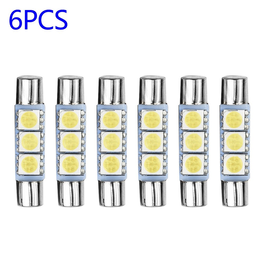 6 Chiếc Xenon Trắng 3SMD 6641 6614F Bóng Đèn LED Chống Nắng Gương Trang Điểm Cầu Chì Đèn